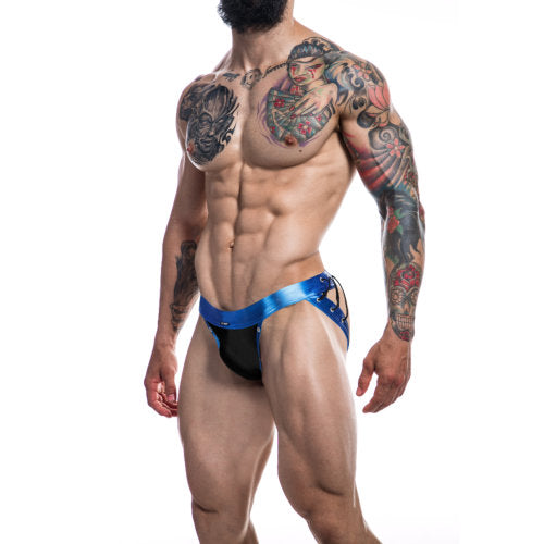 C4M Desire Jockstrap Blue Leatherette Medium