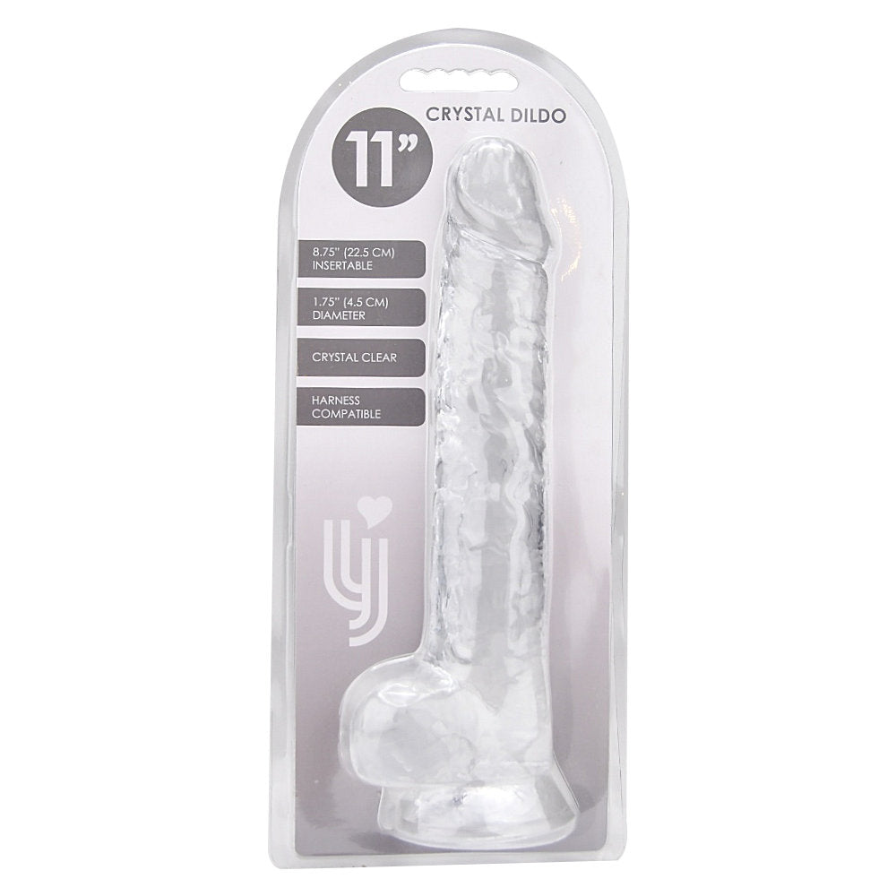 Loving Joy 11 Inch Dildo with Balls Clear