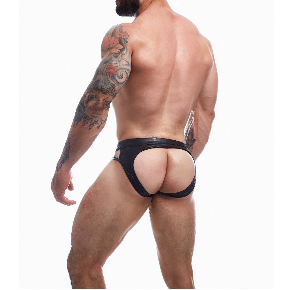 C4M Dungeon Black Leatherette Jockstrap Medium