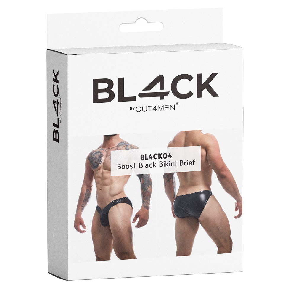 C4M Boost Black Leatherette Bikini Brief Extra Large